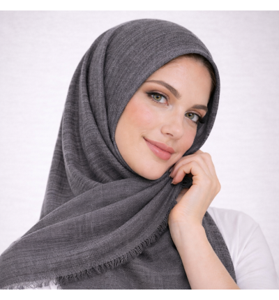 حجاب لنن ماربل خفيف – لون رمادي