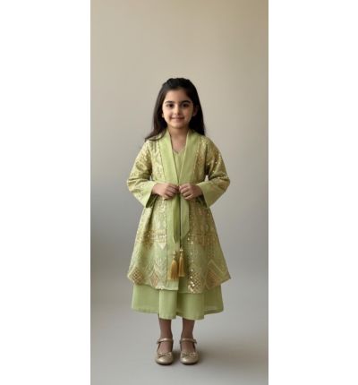 جلابية أطفال تراثية مطرزة بتفاصيل ذهبية