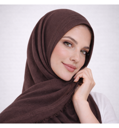 شال لنن تركي بني أنيق