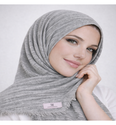 حجاب أومبريه رمادي فاتح فاخر