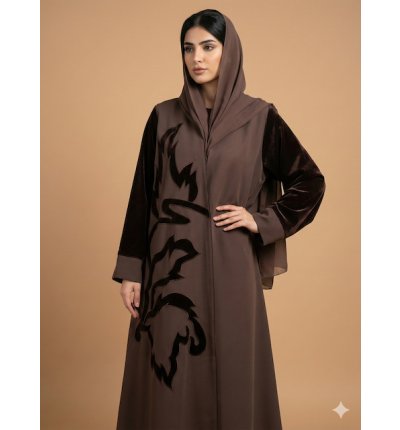 عباية أنيقة بمخمل الكم