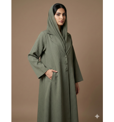 عباية بليزر أنيقة بقصة مستقيمة – لون زيتي