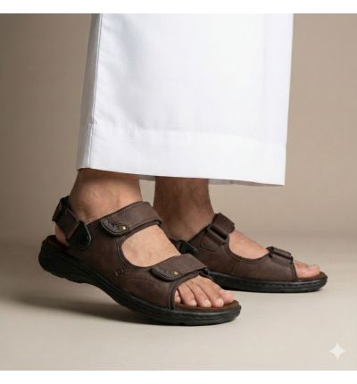 صندل أسود عملي مريح بأحزمة قابلة للتعديل