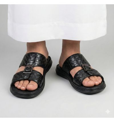 نعال رجالي مريح بجلد منقوش