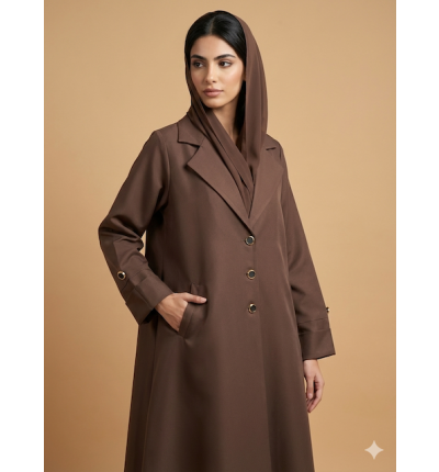 عباية بليزر بنية بقصة أنيقة