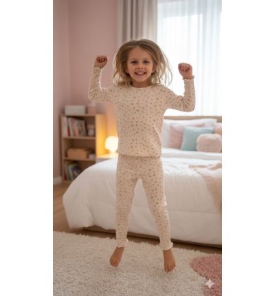 بيجاما أطفال قطن بطبعة زهور بنفسجية Lavender Floral Kids Pajama Set