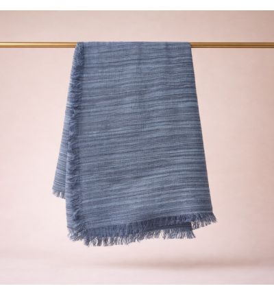 حجاب لنن ماربل | linen marble hijab-أزرق