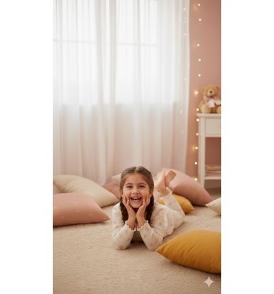 : بجاما بناتي قطنية مريحة – أوف وايت |Girls Comfortable Cotton Pajama Set – Off White