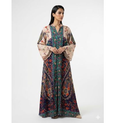  عباية فاخرة بنقشة تراثية | أناقة خليجية راقي