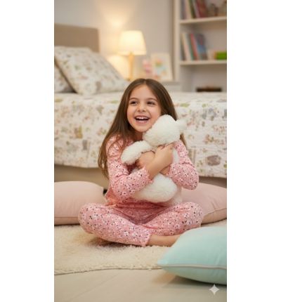 بجاما بناتي قطنية مريحة – وردي مزهر| Girls Comfortable Cotton Pajama Set – Pink Floral