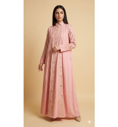 درّاعة وردية مطرزة بتصميم أنيق | Pink Embroidered Daraa Dress