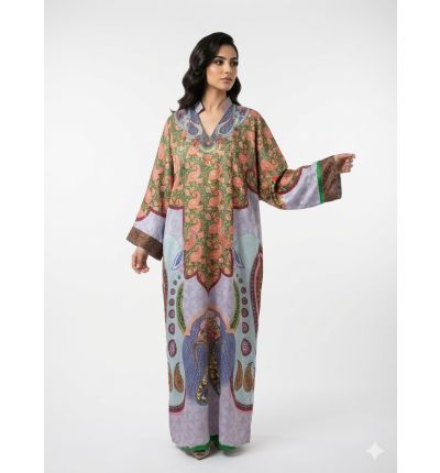 عباية فاخرة بنقشة تراثية متعددة الألوا