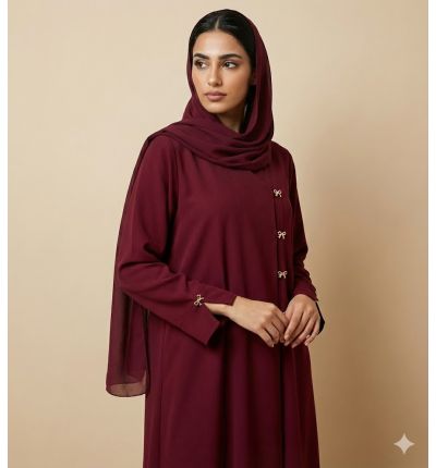 عباية سادة بأزرار جانبية أنيقة - لونين