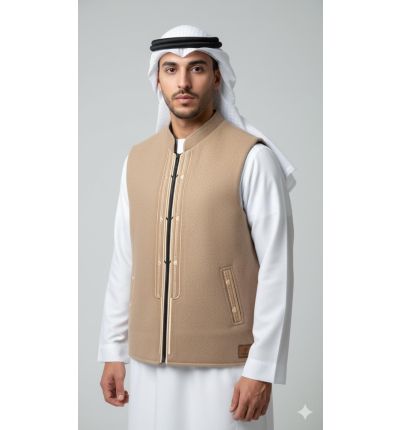 ڤست رجالي متعدد الألوان بسحّاب وتطريز أمامي 