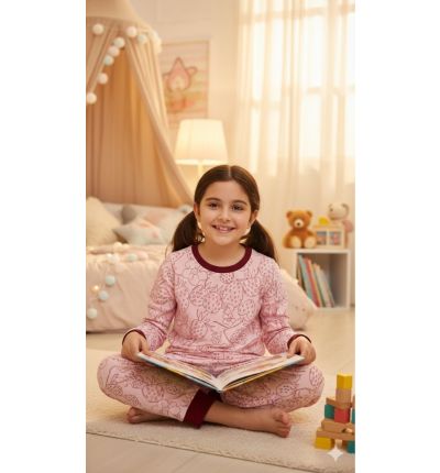  بيجاما أطفال قطنية بنقشة فراولة  Kids Cotton Pajama Set – Strawberry Print