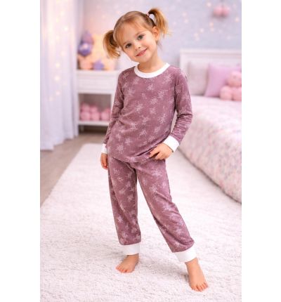 بيجاما أطفال قطنية بنفسجي بنقشة ناعمة Kids Cotton Pajama Set – Purple Soft Print