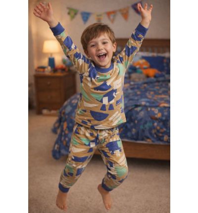 بيجاما أطفال ولادي بطبعات أشكال هندسية  Boys Geometric Print Pajama Set