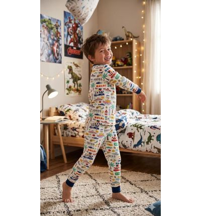 بيجاما أطفال ملونة برسومات مرحة Kids Colorful Printed Pajama