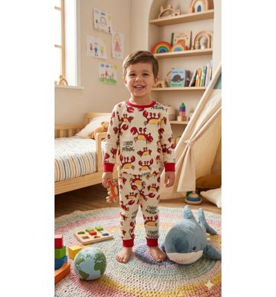 بيجاما أطفال بنقشة السلطعون – Kids Crab Pajama Set