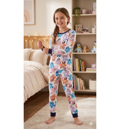 بيجاما أطفال قطنية بنقشة كرتونية ملونة – Cartoon Print Kids Pajama Set