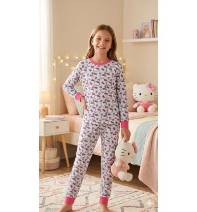 بيجاما أطفال Hello Kitty قطنية – Hello Kitty Kids Cotton Pajama Set