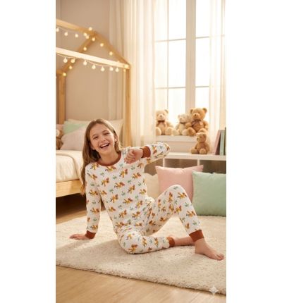 بيجاما أطفال بنقشة زرافة – Giraffe Kids Pajama Set